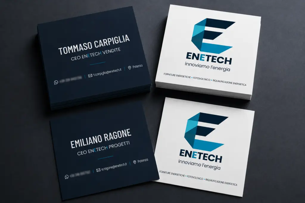 Biglietti da visita per enetec progettati da Studio Lùmina